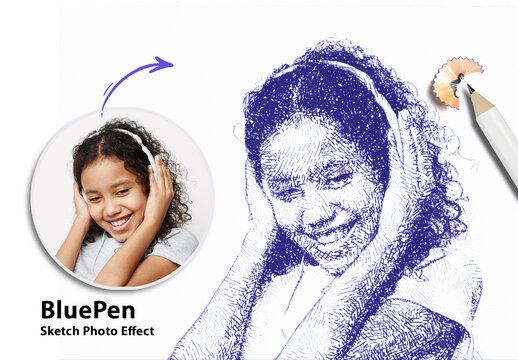 Bluepen Sketch Photo Effect