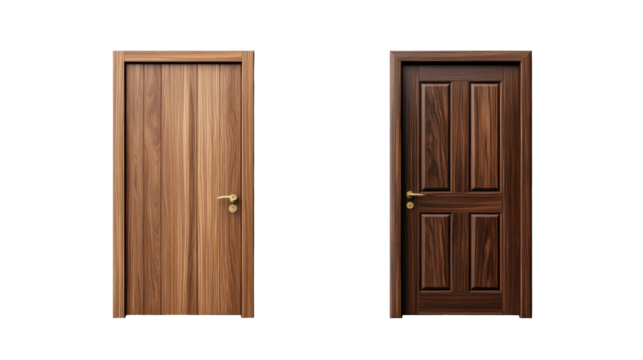 Wooden Doors on Transparent Background