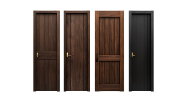 Wooden Doors Collection on Transparent Background