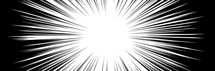 Obraz premium Explosion lines cartoon style with speed zoom effect on black background