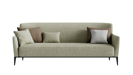 Fototapeta premium Front view of a modern sofa on an isolated background. 