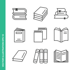 Books Icons. Thin Line Symbol Elements Collection.