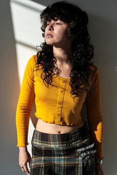 Studio shot of latina woman with expressive alternative style