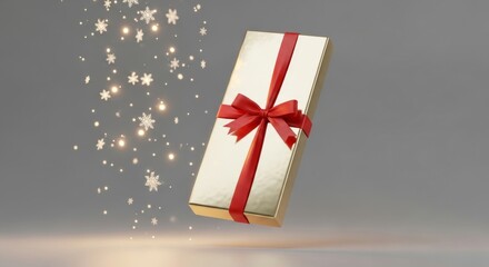 golden gift box on a wooden background