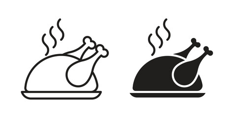 Roasted turkey icon template color editable. for graphic and web design.