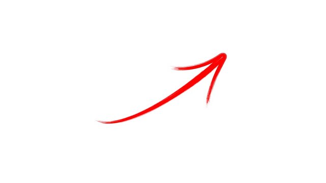 Hand-drawn Stop motion Red Arrow pointing, hand-drawn arrow animation on a transparent background.
