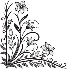Floral corner ornament vector design element. 