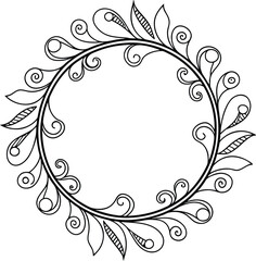 Floral doodle wreath frame, vector illustration 