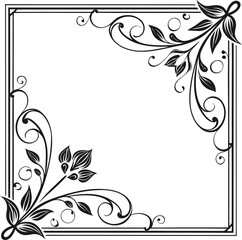 Floral corner frame vector design element. isolated. 
