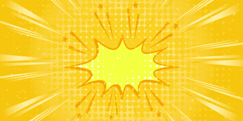 Yellow radiation with popping stars Background illustration.