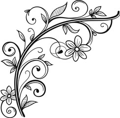 Elegant corner flourish design with flowers and leaves.   