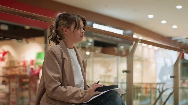 energetic teenager explores and examines modern portable speaker systems happily, excited young lady thoroughly investigates innovative personal audio devices during her shopping trip with enthusiasm