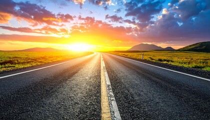 Naklejka premium road in the sunset