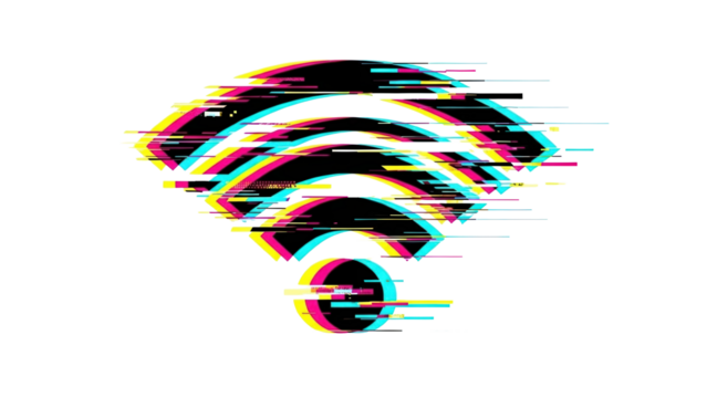 Glitching Wi Fi signal icon isolated on white background