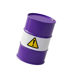 Purple 3D Oil Barrel with Warning Symbol