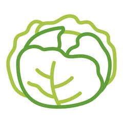 Cabbage vegetable line art with bold color outline. Easy coloring page for little children and nursery projects. Cute isolated vector image for educational books, games or creative learning activity