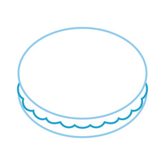 Macaroon biscuit with bold colorful outline. Flat vector illustration isolated on white background. Fun dessert coloring page for kids books. Easy activity worksheet