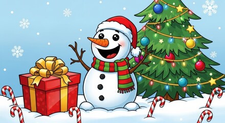snowman with gifts