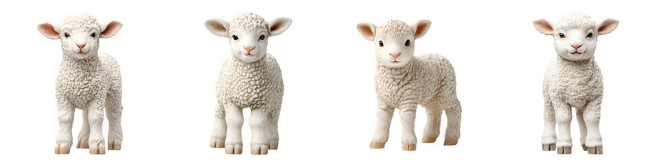 Obraz premium Cute Lambs Collection: Easter and Spring Theme, Isolated