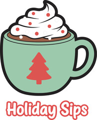 Festive Holiday Sips Hot Chocolate Winter Drink Celebration  Vector Illustration