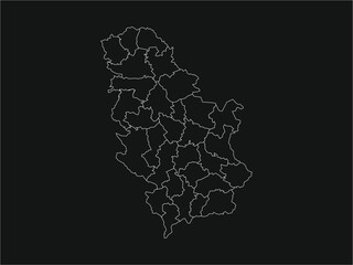 Detailed vector map of Serbia administrative divisions outline for infographic and geographic illustration