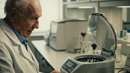 Senior scientist examining samples in research laboratory setting. - Powered by Adobe