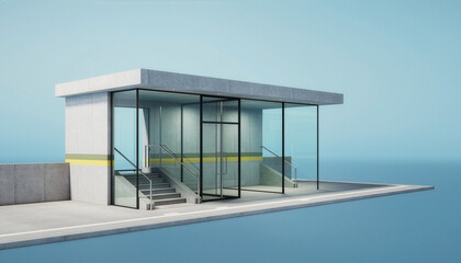 Modern minimalist entrance with stairs and glass