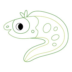 Cute sea ​​eel with bold colorful outline. Flat vector illustration isolated on white background. Fun ocean animal coloring page for kids. Easy activity worksheet for preschool projects