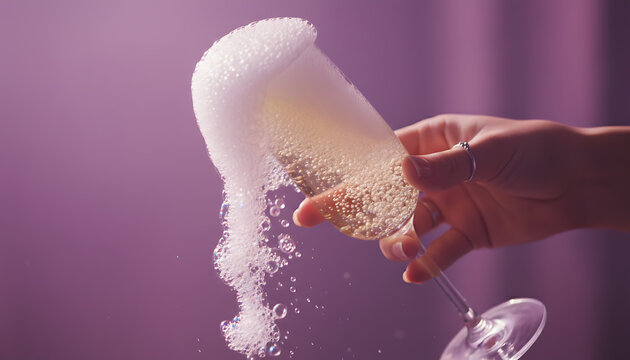 Celebrating with bubbly champagne, a toast to happiness and joyful occasion