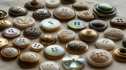 Obraz premium Collection of Rare Antique Buttons: Vintage Collectibles Display