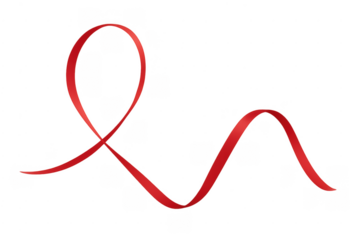 Red awareness ribbon flowing on transparent background