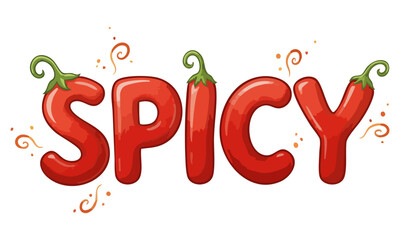 Spicy hot text. Chili pepper typography. Red hot lettering. 