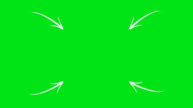 Stop motion arrow animation on a transparent background, Hand-drawn white arrow cribble loop style