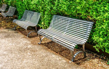beautiful bench in a green park for relavation with amazing view to a pamorama above