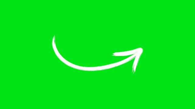 Stop motion arrow animation on a transparent background, Hand-drawn white arrow cribble loop style
