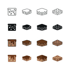 Brownies set icon line glyph color for dessert bakery and chocolate design