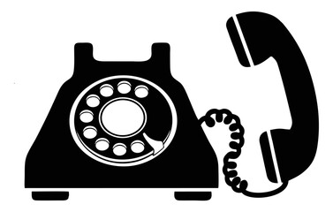 Classic Rotary Telephone Silhouette with Receiver Off Hook - Vintage Communication Icon
