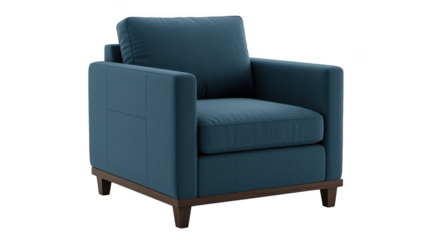 Modern teal armchair isolated on transparent background