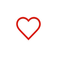 Red heart outline symbol on transparent background representing love romance affection and positive emotion suitable for design decoration or digital art projects