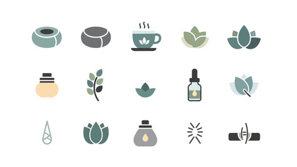 Collection of various wellness and spa-related icons, perfect for health and relaxation.