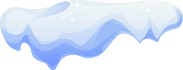 Fototapeta premium Cartoon winter snow ice cap, snowy window drift. Vector curved frozen snowcap pile shows layered white and blue frost with soft drips and a cold isolated edge, creating a clean holiday rooftop border