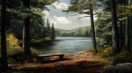 Imagine a hidden spot by a quiet lake, where the forest and water meet. What feelings of solitude and relaxation come over you in this secluded place?