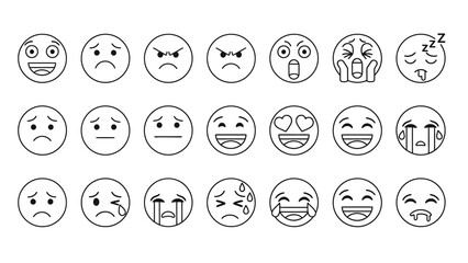 Collection of Diverse Expressive Emoticons Representing Various Emotions and Sentiments