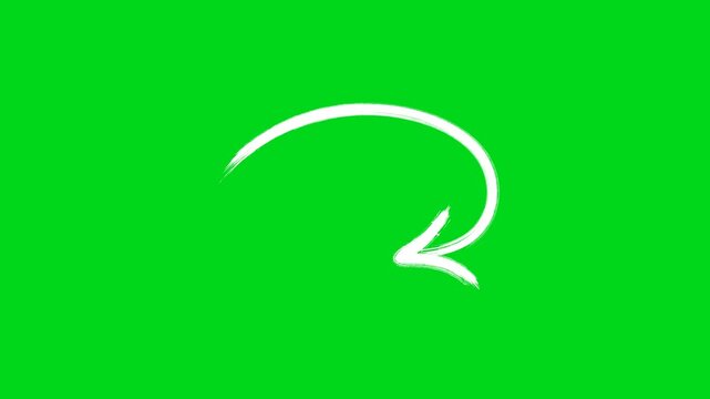 Stop motion arrow animation on a transparent background, Hand-drawn white arrow cribble loop style