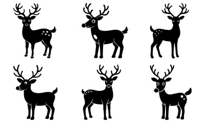 Fototapeta premium Charming reindeer collection perfect for holiday designs and seasonal cheer, adorable Christmas reindeer for festive invitations, greetings, and crafts