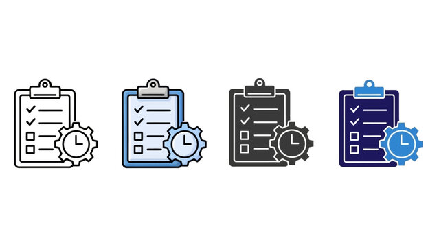 Task Management List with Gear Symbol - Efficient Workflow Icons