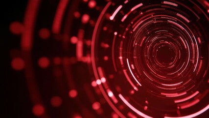 Red circular patterns create a futuristic look with glowing elements in a dark setting showcasing vibrant technology and design