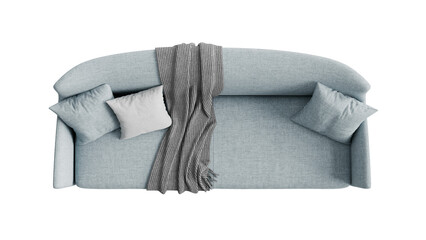 Top view of a contemporary sofa on an isolated background. Furniture for advertising, presentations, and marketing materials.
