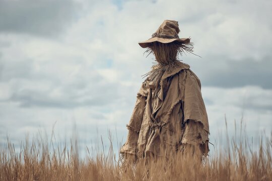Lonely Scarecrow in Field