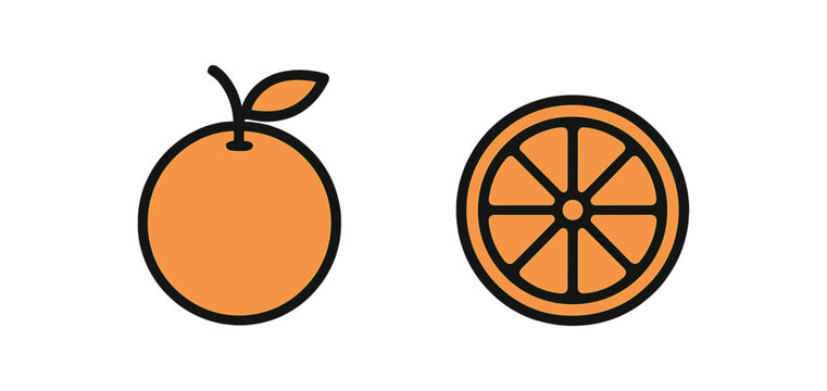 2 minimal icons orange black outline grapefruit black outline